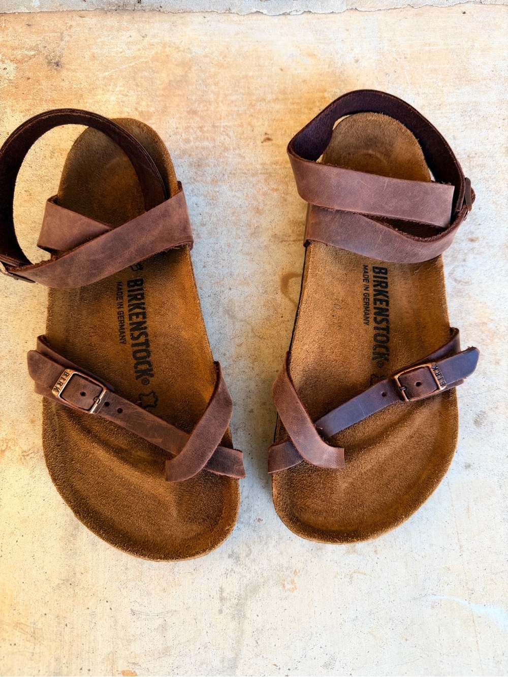 Birkenstock 38 100% Leather Mocha Brown New